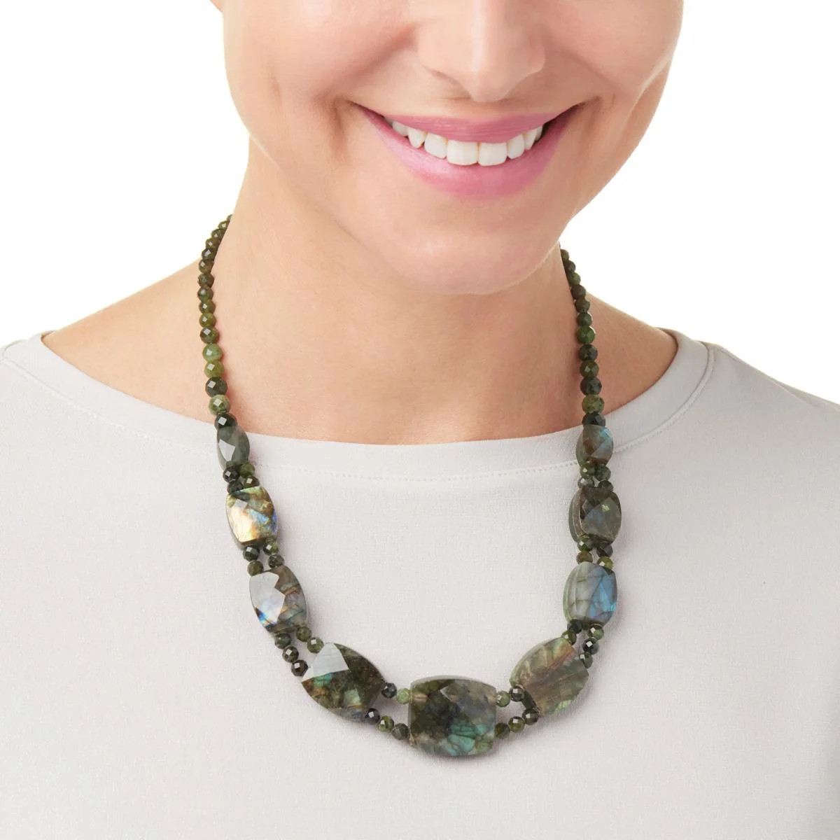 Jay King Sterling Silver Nephrite Jade & Labradorite Reversible Necklace, 18″
