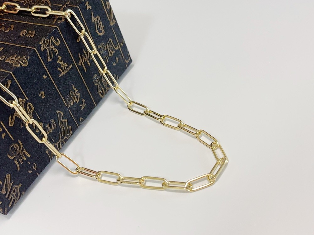 Real Genuine 10K Solid Yellow Gold Paperclip Chain Necklace 24inch 9mm