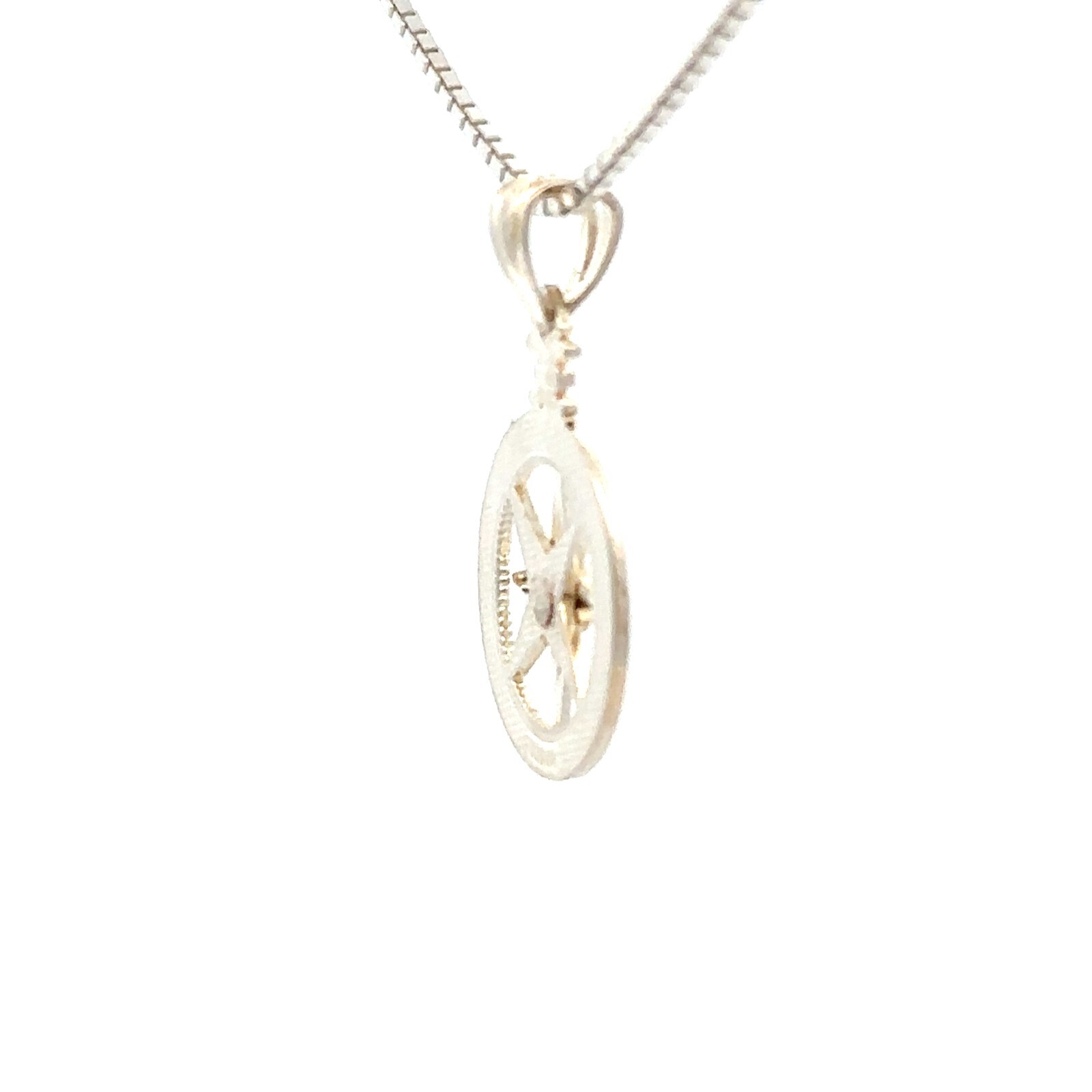 Sterling Silver Compass Rose Pendant/Charm (1/2 x 3/4 Inch)