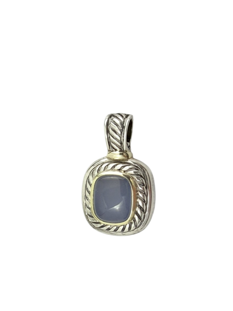 David Yurman 14K Gold .925 Sterling Silver Noblesse Chalcedony Albion Pendant