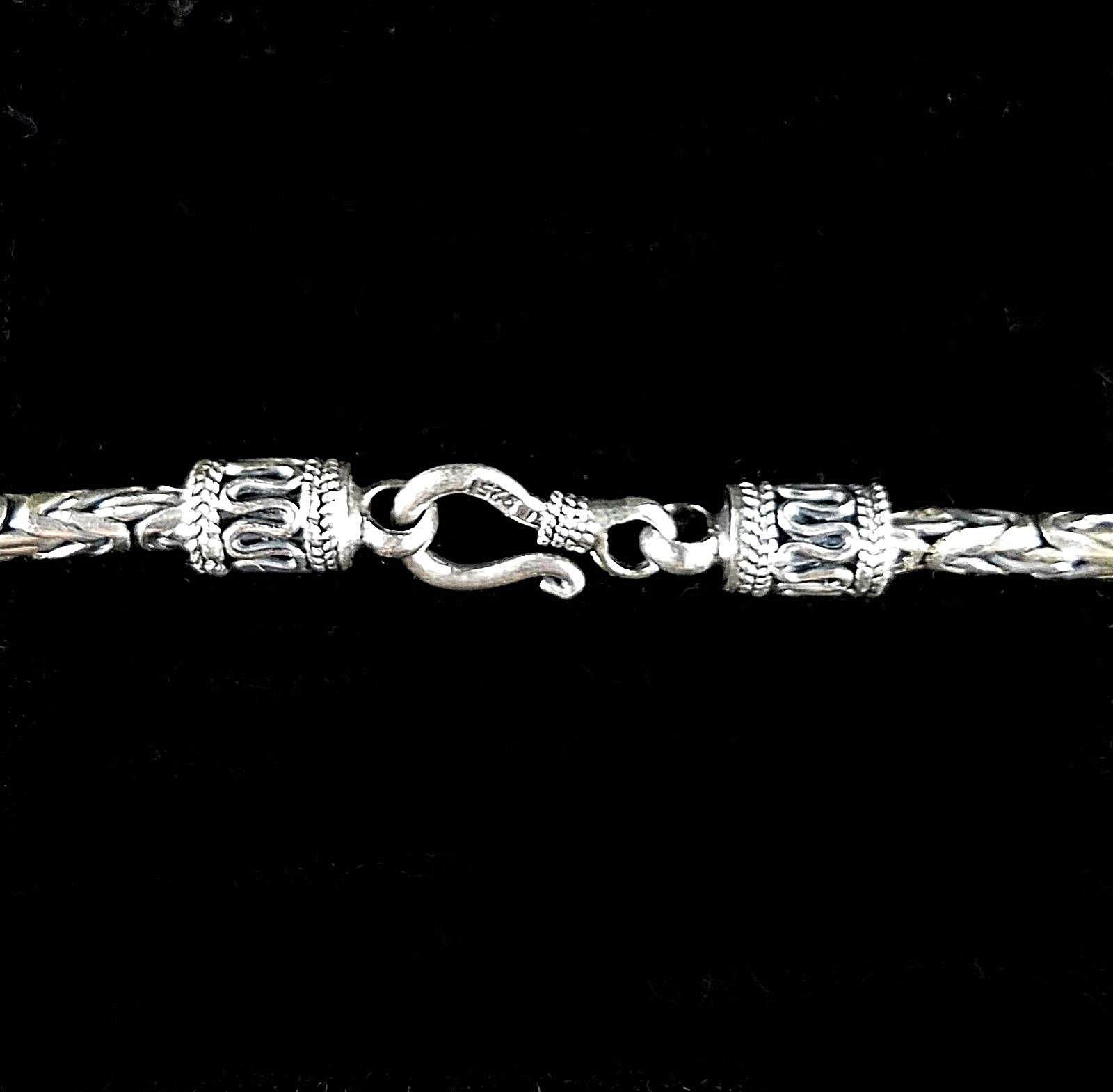 2.5MM Handmade Solid 925 Sterling Silver Balinese BYZANTINE Chain Necklace Bali
