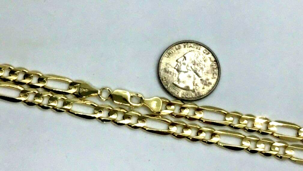 10k Solid Gold Figaro Link Men’s Women’s Chain Necklace 7mm 20” – 30”