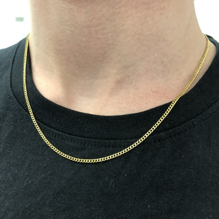 Real Genuine Solid 1/20 14K Yellow Gold Cuban Link Chain Necklace 20 In