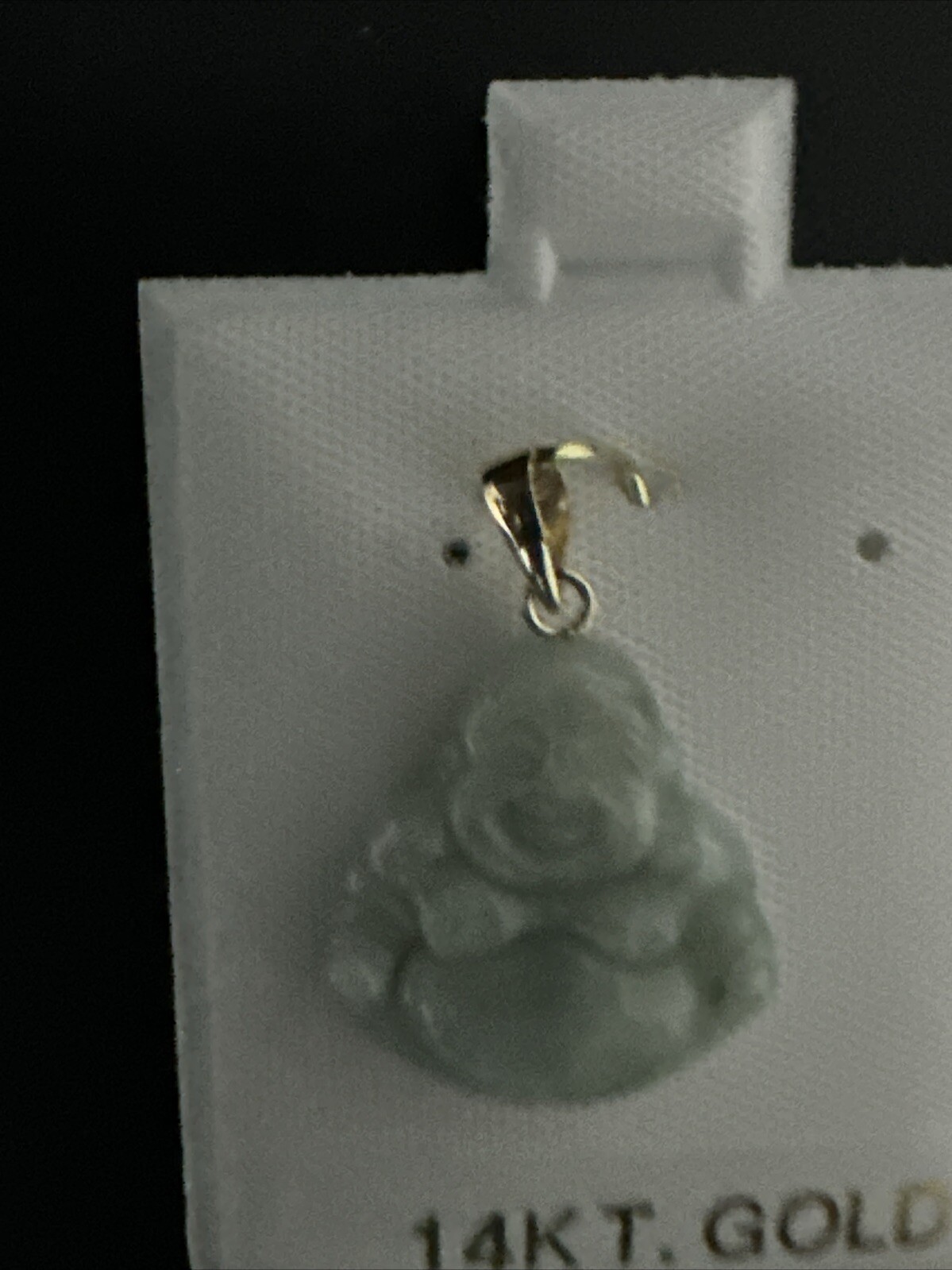 Light Green Laughing Buddha Jade Pendant (14K)