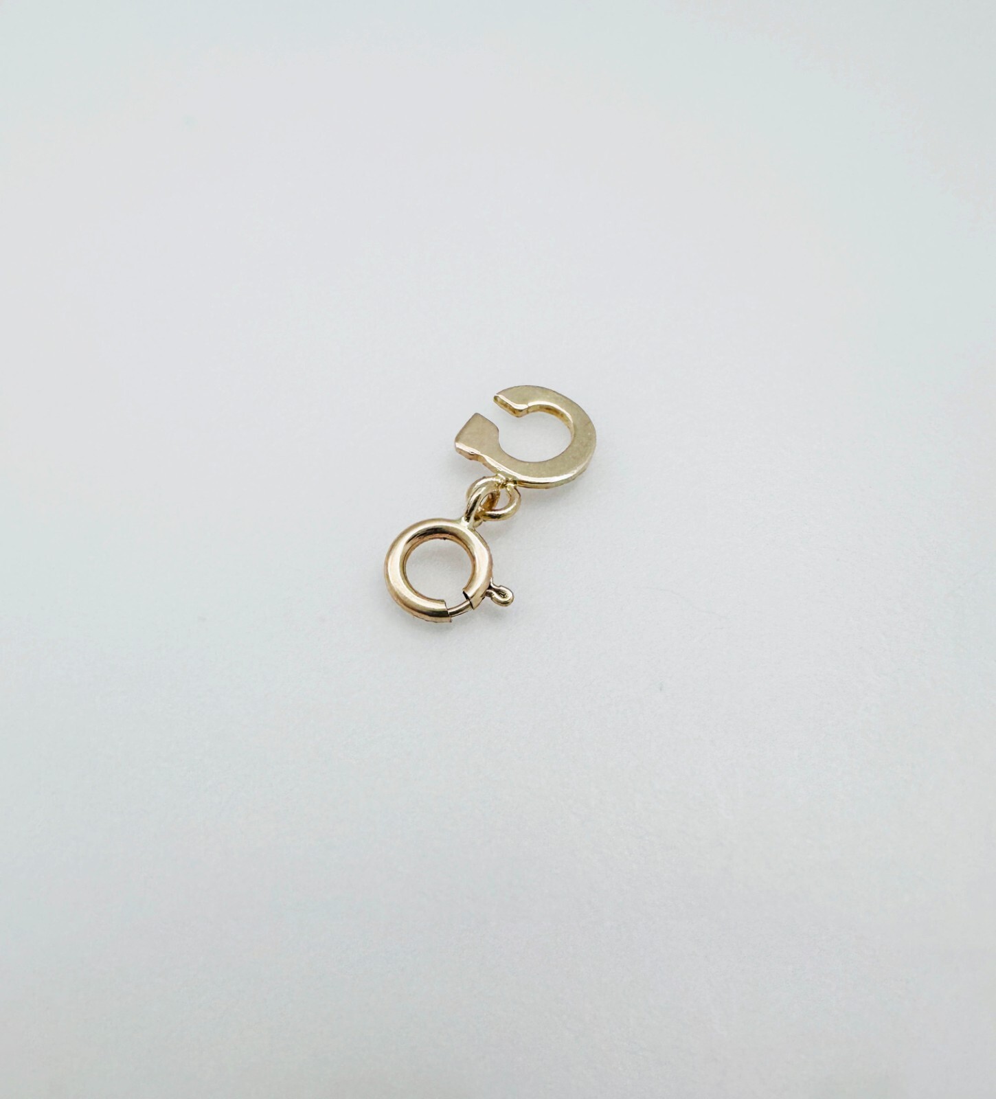14K Solid Yellow Gold Mini/Very Small ‘C’ Initial Charm Pendant w/Spring Clasp