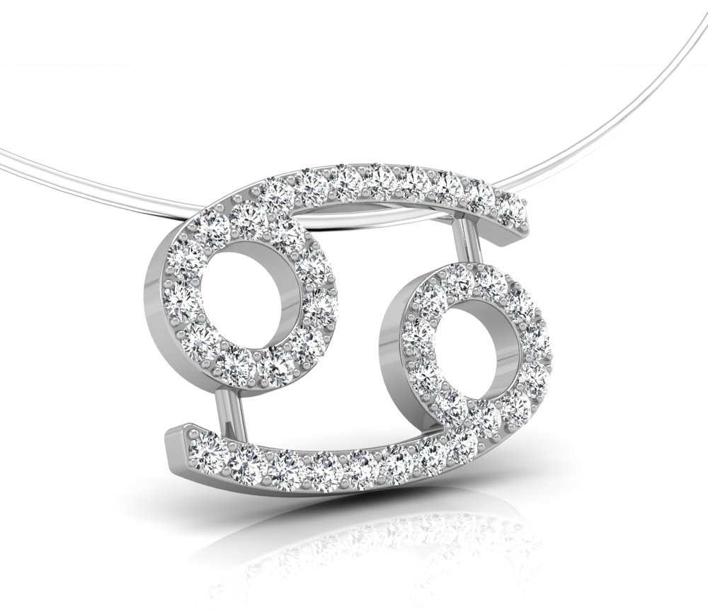 18K White Gold Lab Grown Diamond Zodiac Pendant, Round Cut, IDL Cert – DPPN0092