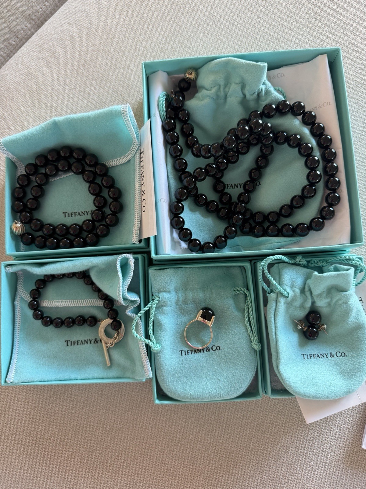 Tiffany Black Onyx Bead And Sterling Silver Paloma Picasso Set 2015
