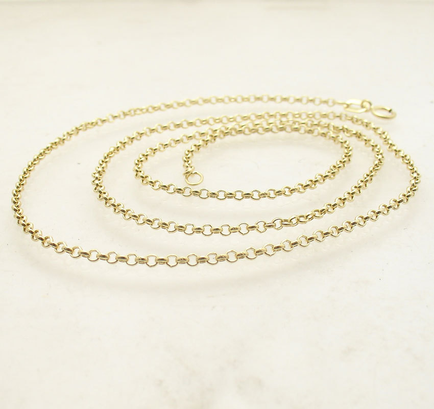 1.9mm All Shiny Round Rolo Cable Chain Necklace REAL Solid 14K Yellow Gold