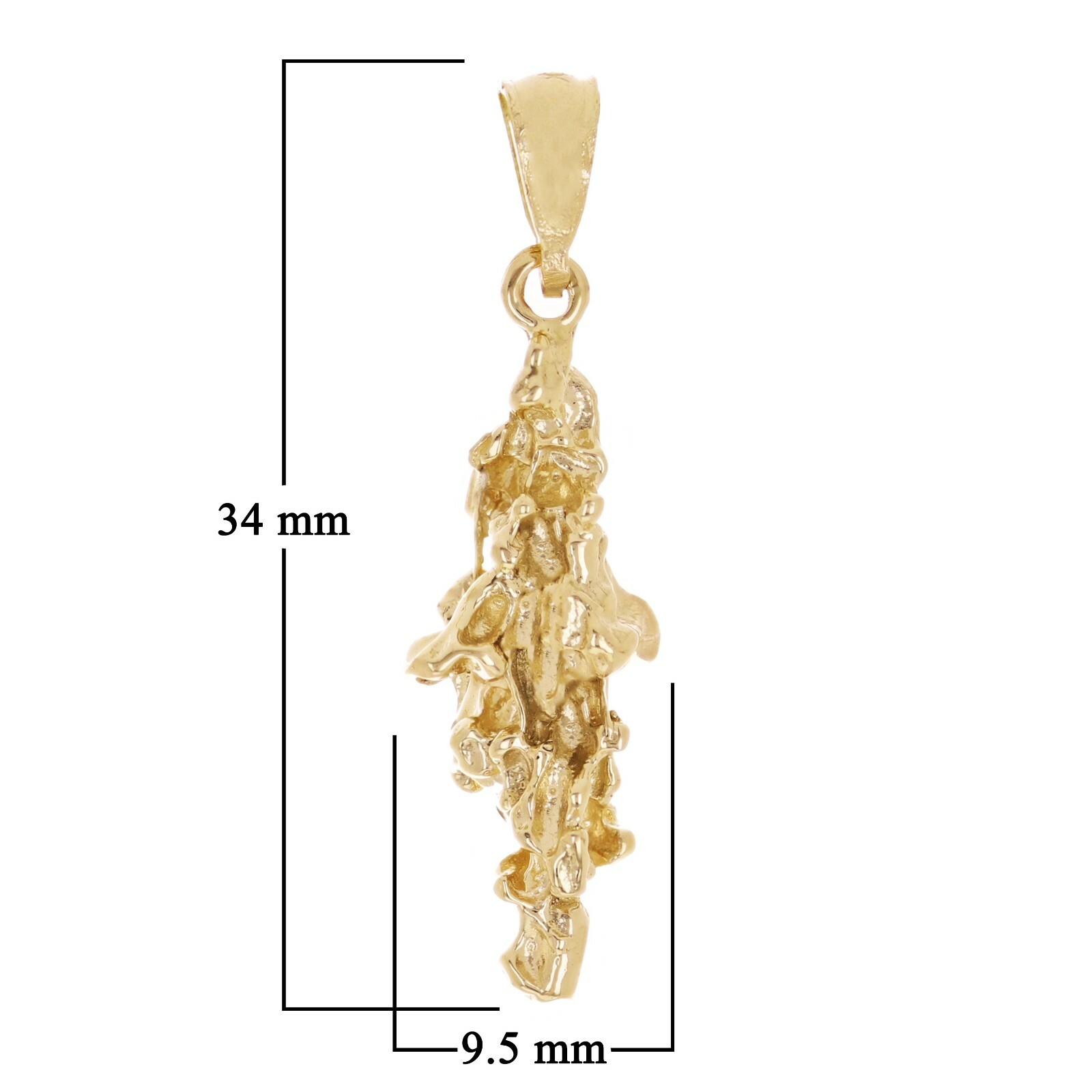 14k Yellow Gold Solid Free Form Nugget Charm Pendant 1.3″ 3.4 grams