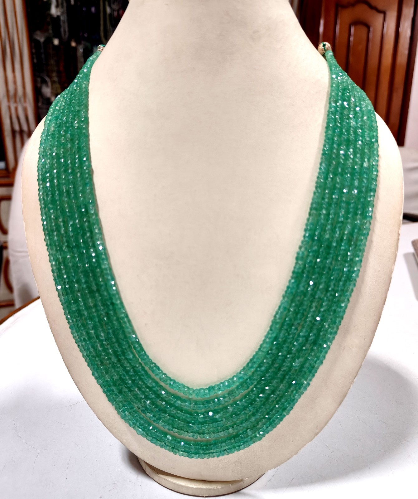 Handmade Green Onyx Rondelle Faceted Beads,Onyx July Birthstone Jewelry 7 Strand