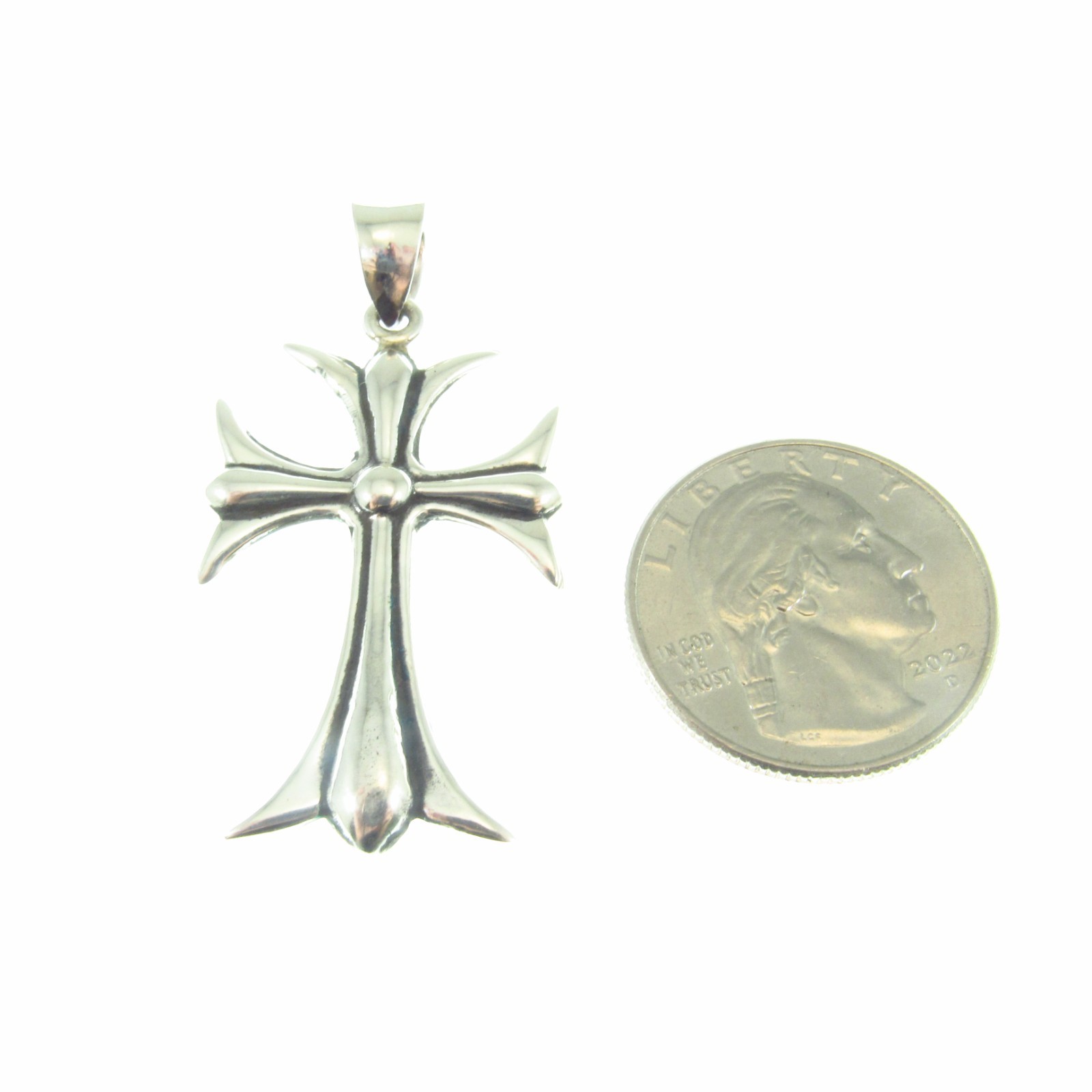 Solid 925 Sterling Silver Maltese Cross Pendant Men’s Gothic Fleur-de-Lis Cross