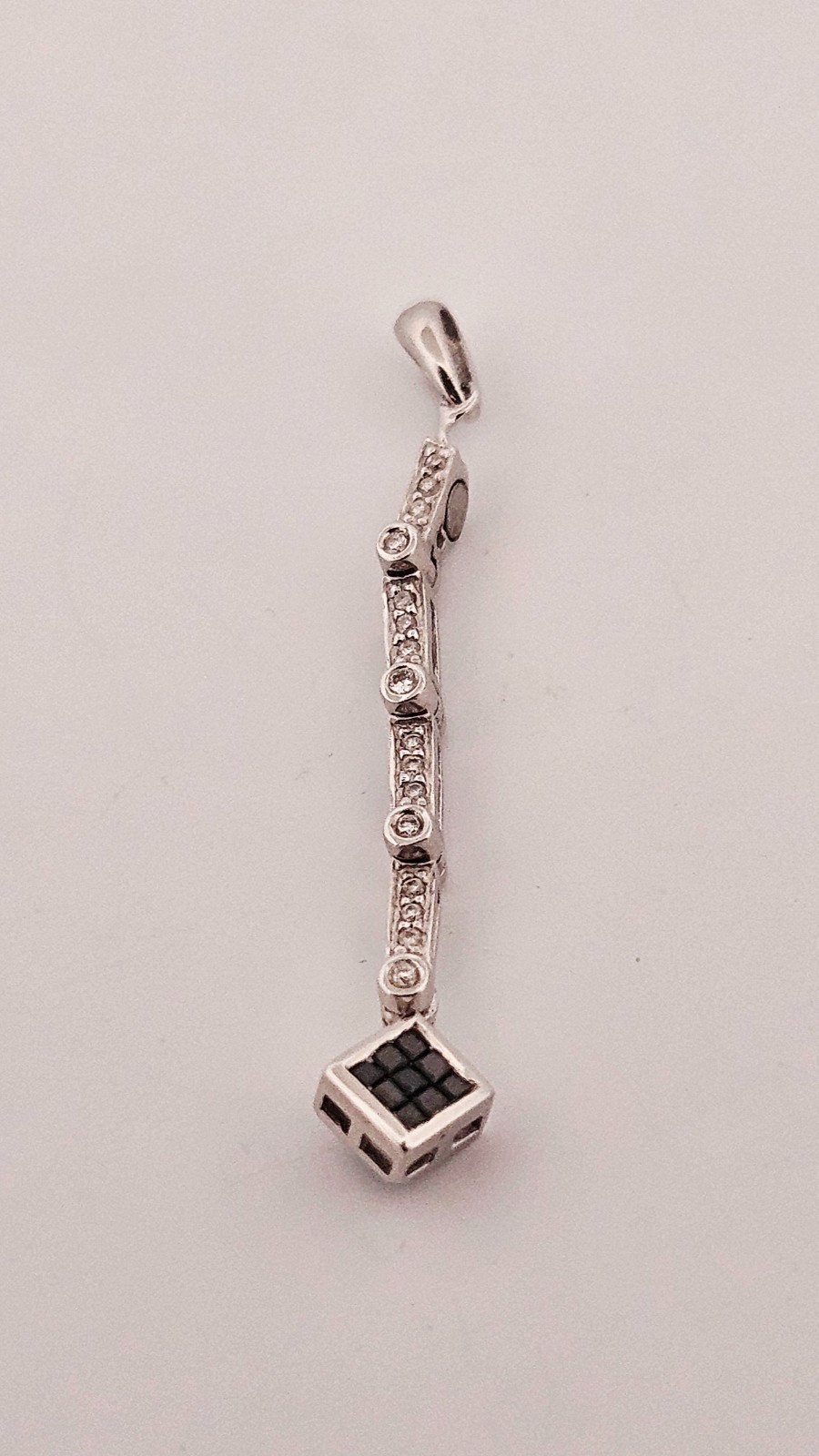 Sterling silver convertible genuine black & white diamond pendant