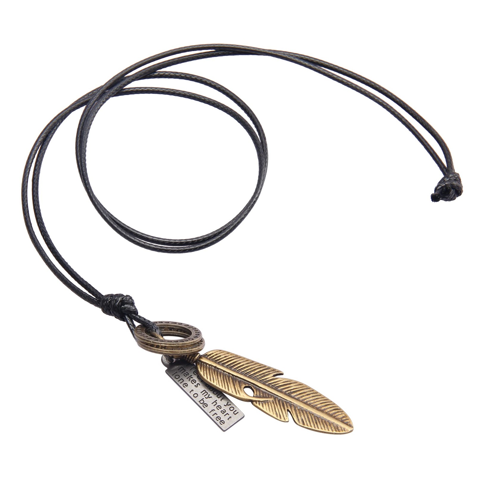 Leather Necklace for Women Boho Feather Choker Necklaces Mens Leather Necklace B