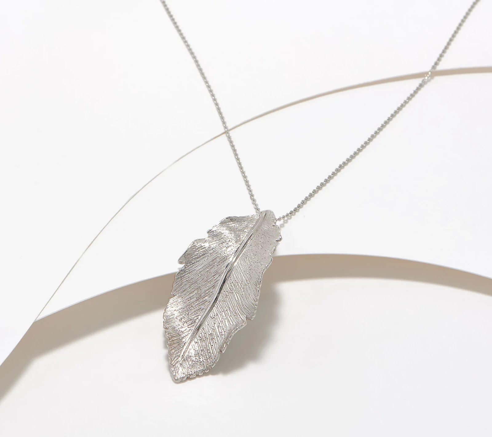 New MILOR Italian Sterling Silver Textured Leaf 18″ Pendant Necklace J369835