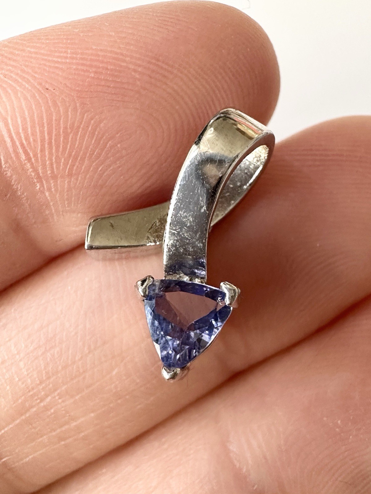 Genuine Tanzanite Trillion Solitaire Pendant