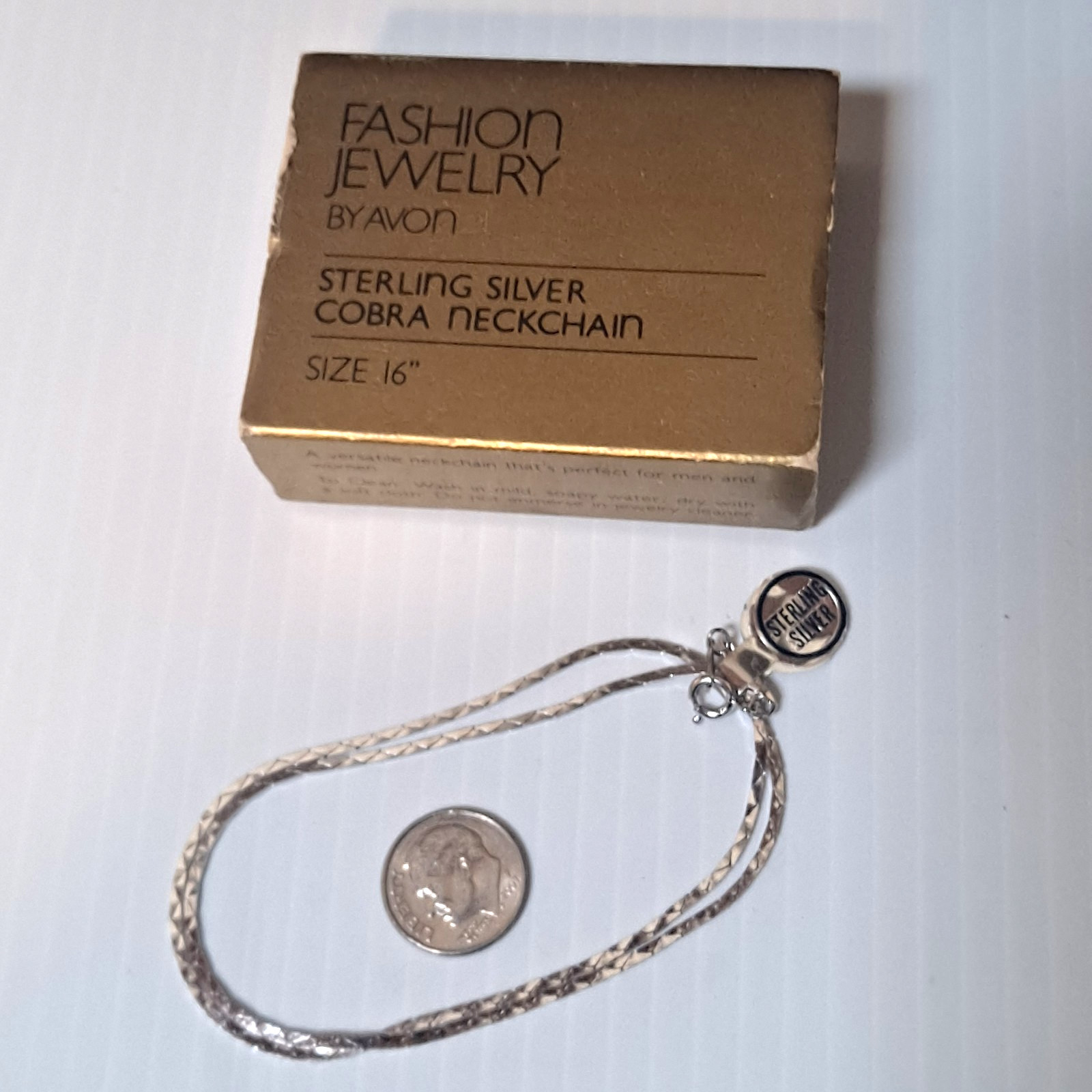 Avon Sterling Silver Neck Chain 16” Cobra Neckchain Fashion Jewelry Vintage NOS