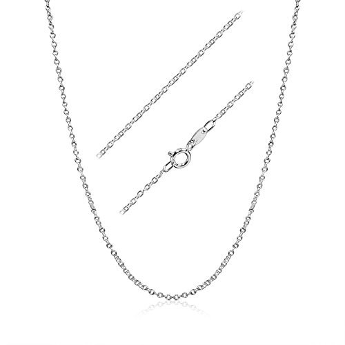 Rhodium Plated 925 Sterling Silver 1.3mm Cable Chain Necklace 14 – 30 inches!
