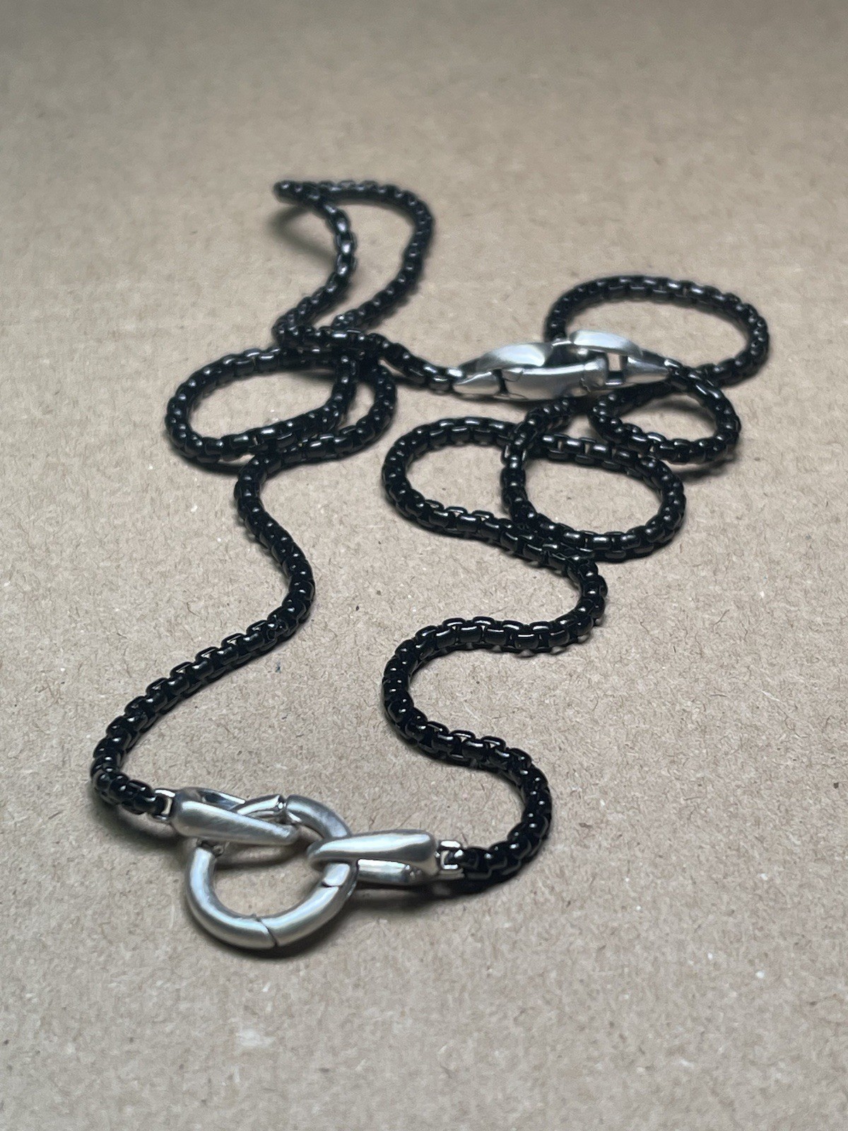 David Yurman Smooth Amulet Box Chain Necklace In Darkened Stainless Steel, 2.7mm