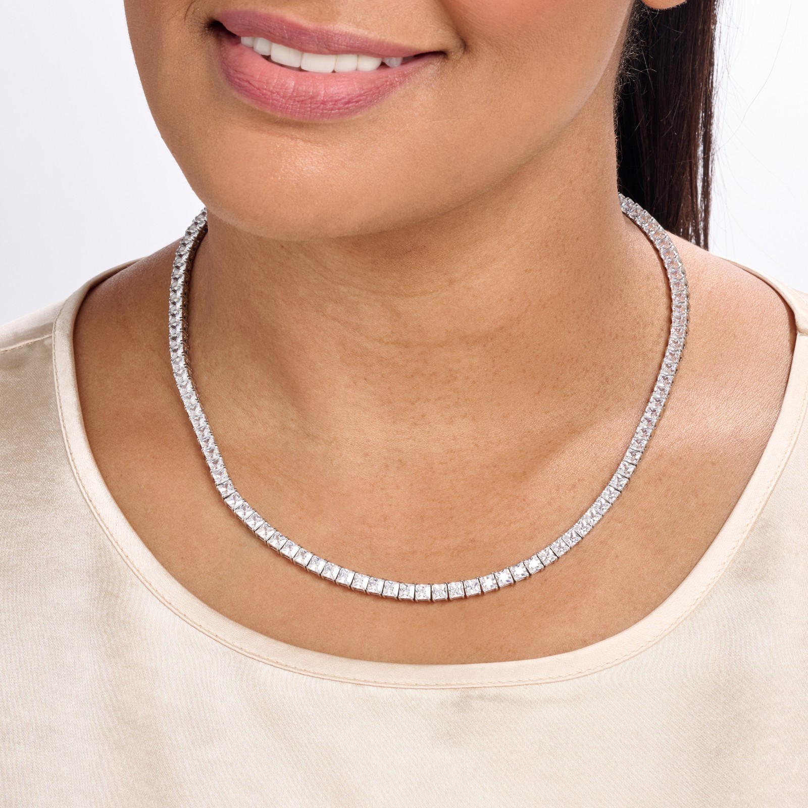 Radiance by Absolute 20″ 4mm Princess Magnetic Clasp Tennis Necklace