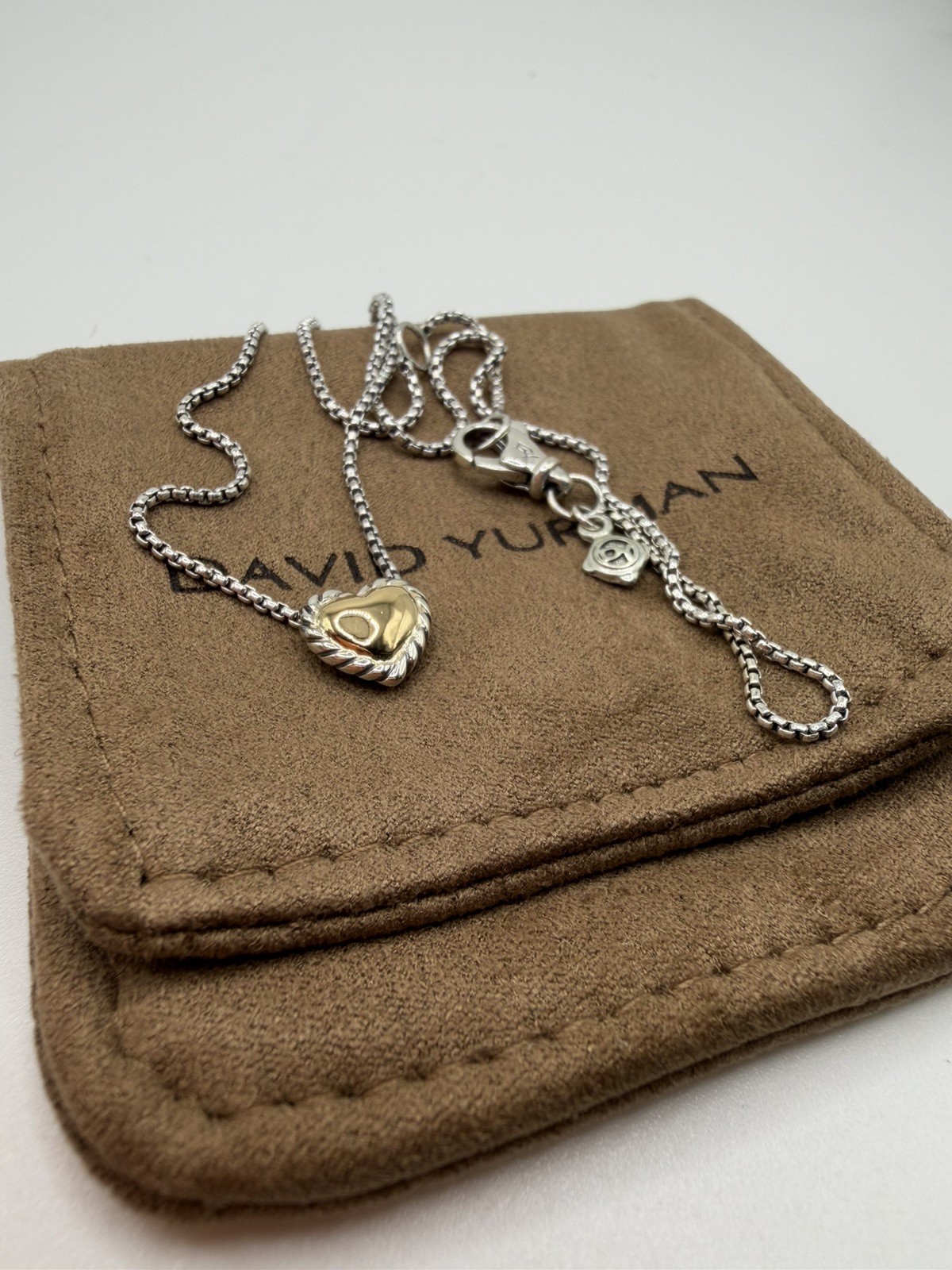 David Yurman Cable Cookie Classic Heart Necklace 18k Yellow Gold. 18 inch