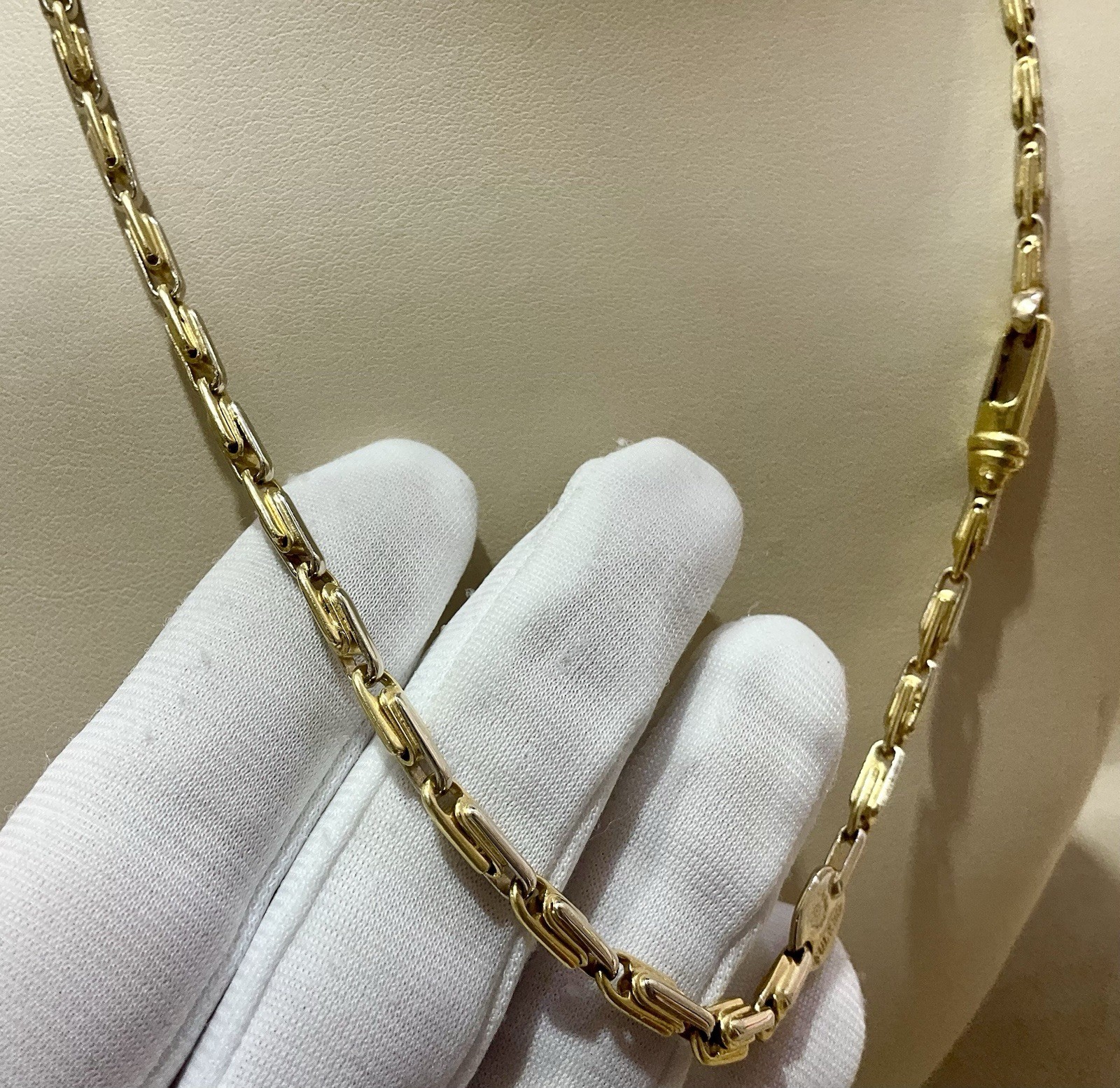 18K Two Tone Yellow & White Gold Fancy Link Chain Designed By Fulkro 20”