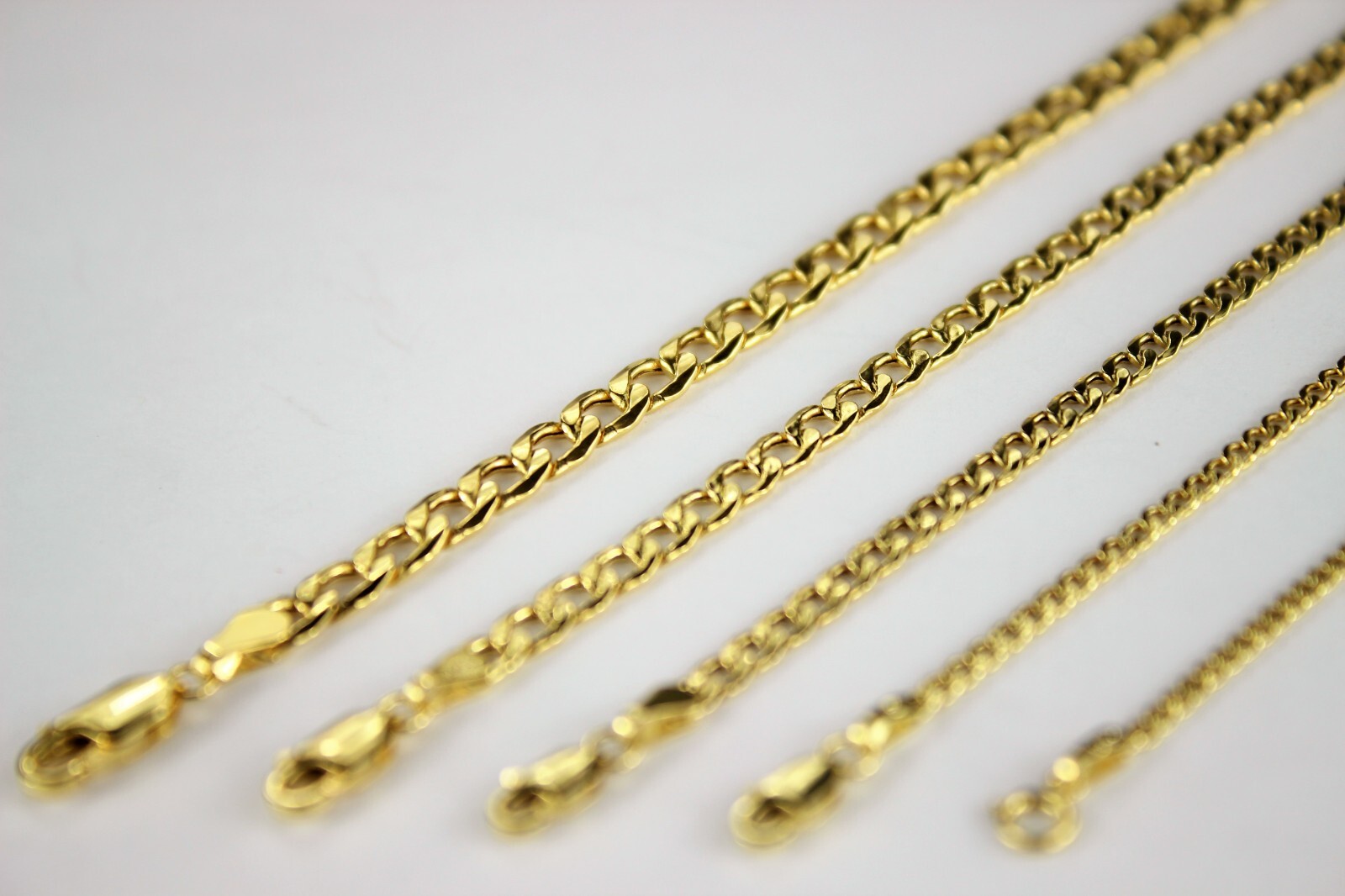 10K Yellow Gold 2.5mm-7mm Curb Cuban Chain Link Necklace Bracelet 7″ -30″ Hollow