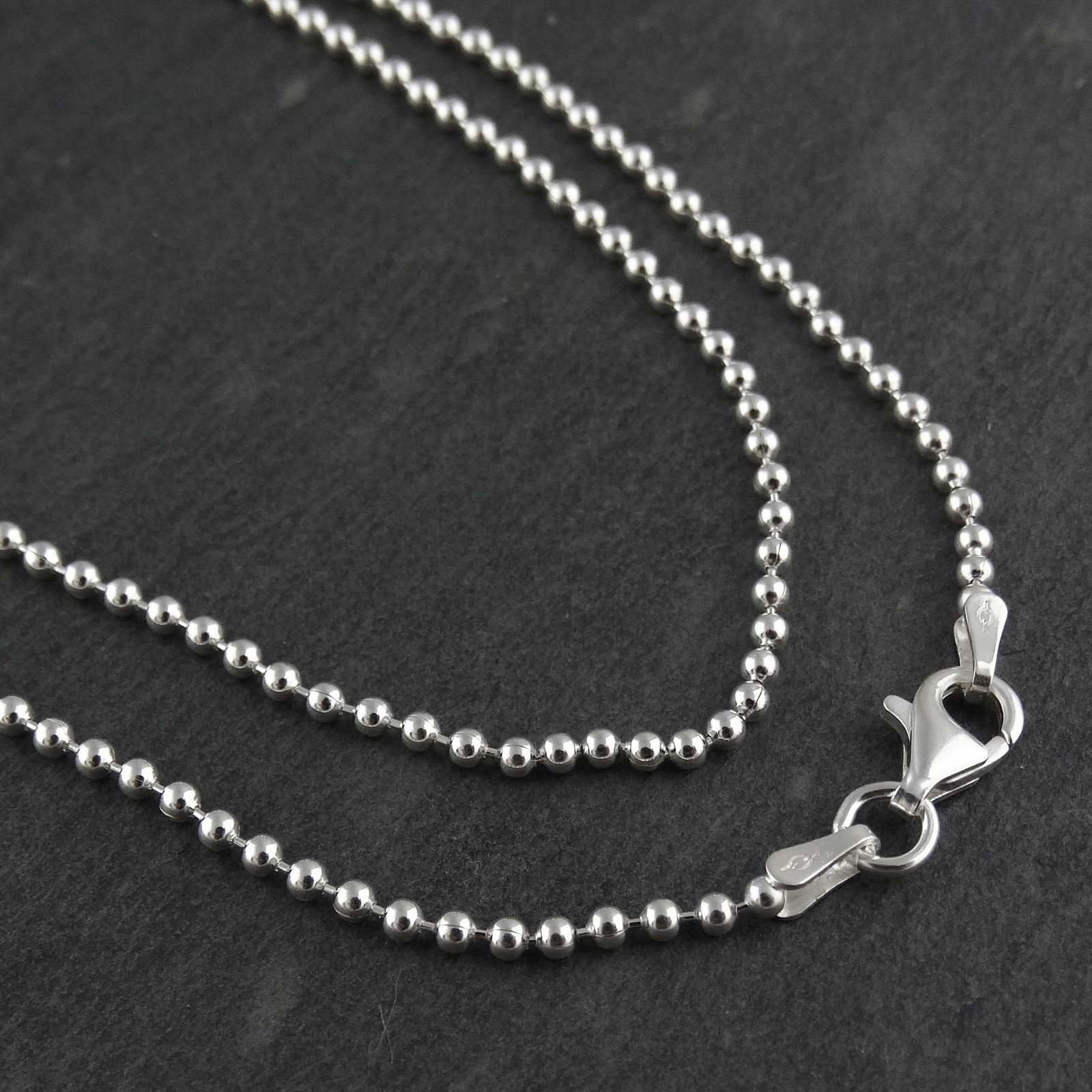 1.8mm Ball Bead Chain Necklace – 925 Sterling Silver – Lobster Clasp NEW