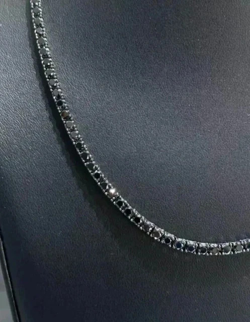 20CT Round Lab Created Diamond Men’s Tennis Necklace 14K Black Gold Plated 20″