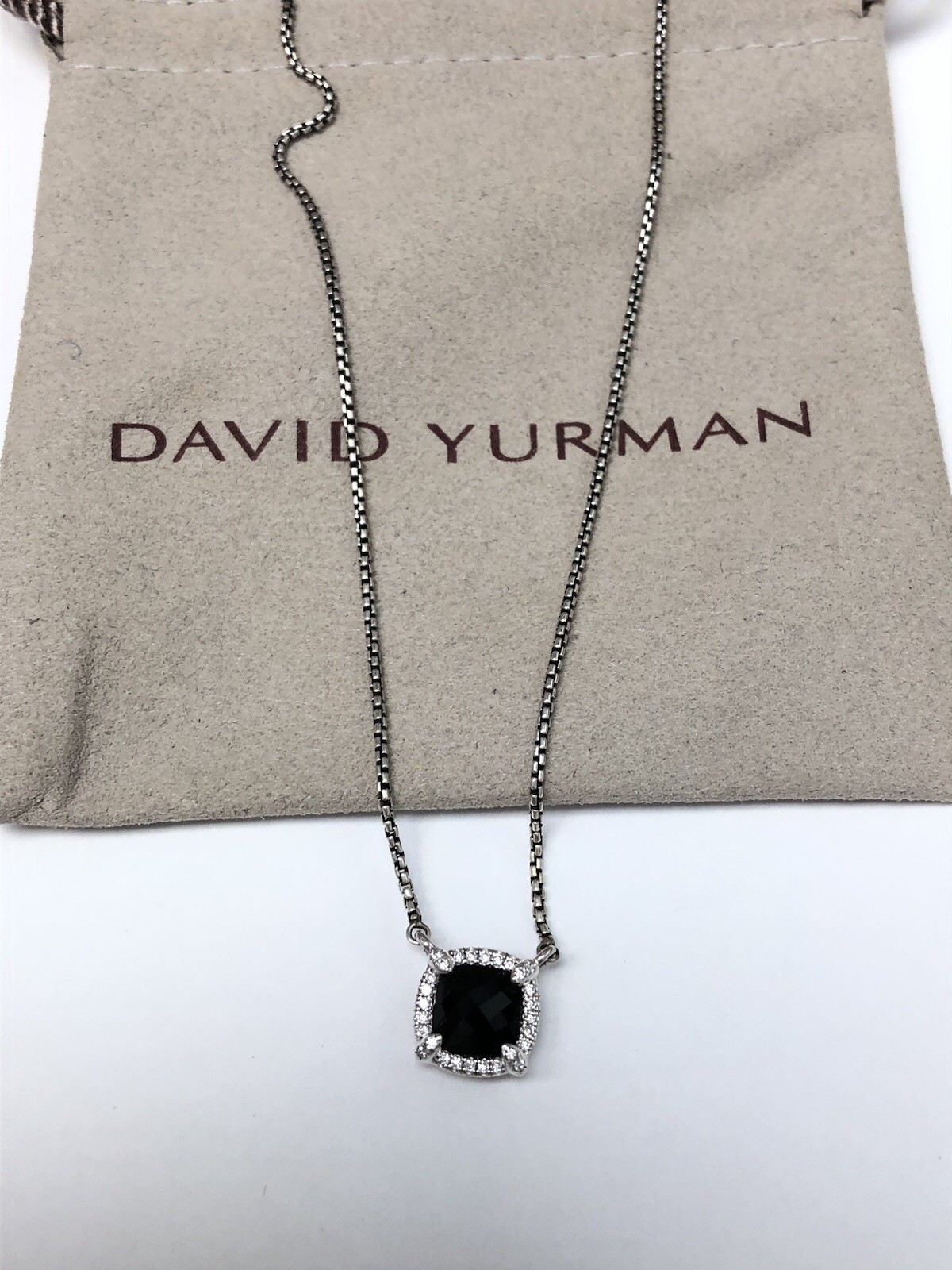 DAVID YURMAN Petite Chatelaine Sterling Silver Black Onyx & Diamond Necklace