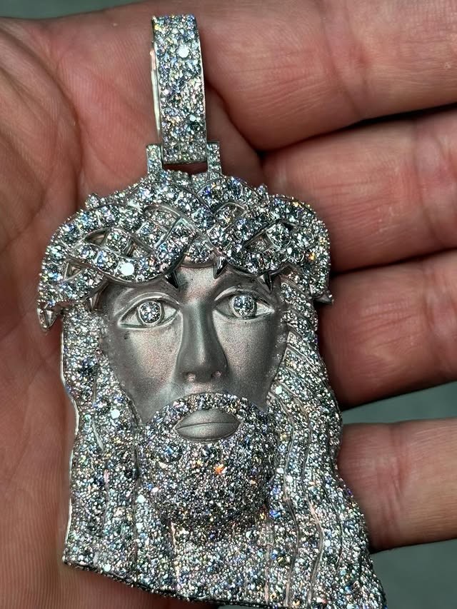 4.50Ct Round Cut Moissanite Men’s Custom Jesus Head Pendant 925 Sterling Silver
