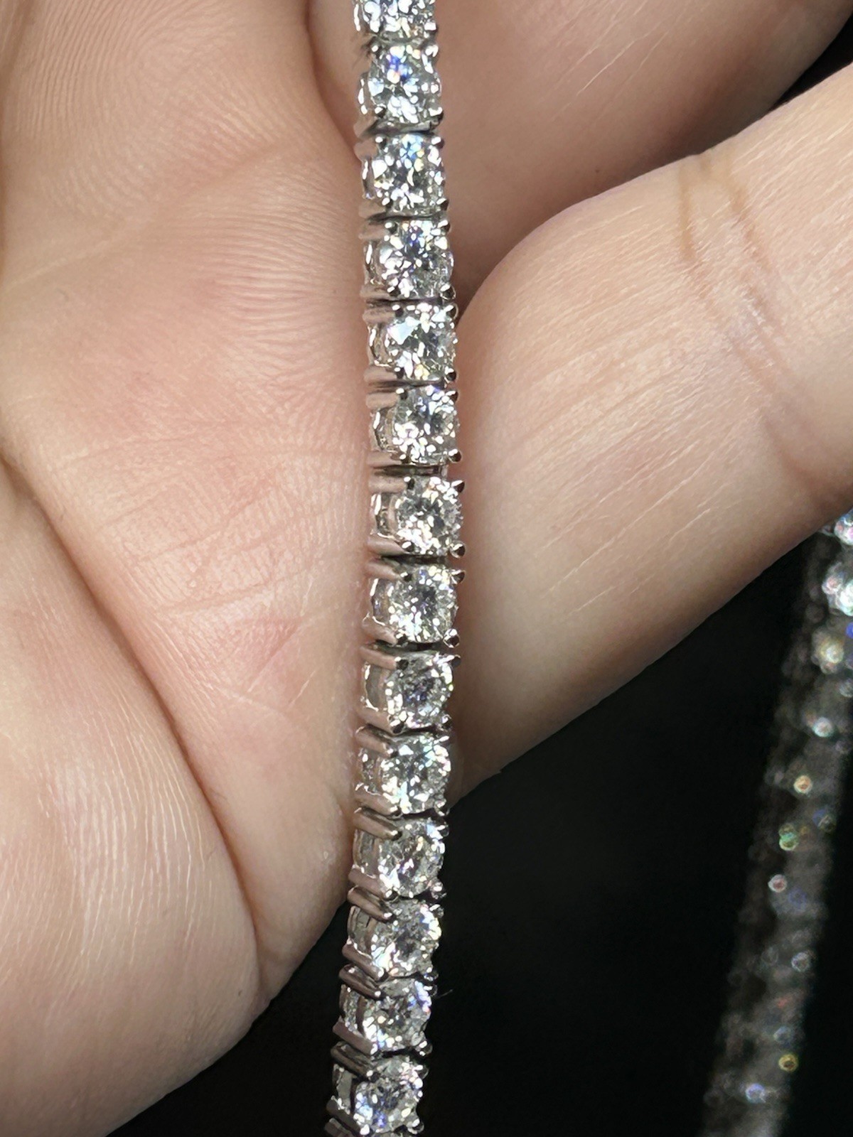 New 925 Silver Moissanite Tennis Necklace 22” VVS Brilliant Sparkle Holiday Gift