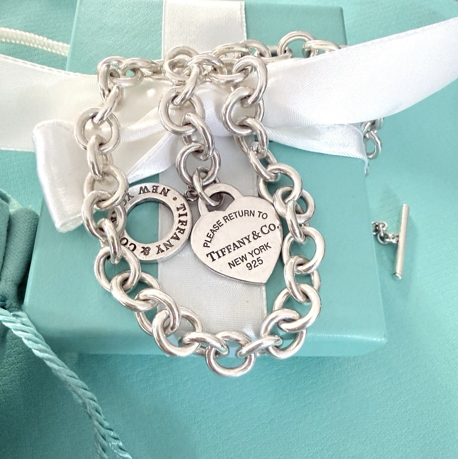 Tiffany & Co Return to Tiffany Heart Pendant Toggle Necklace Silver 15.5″