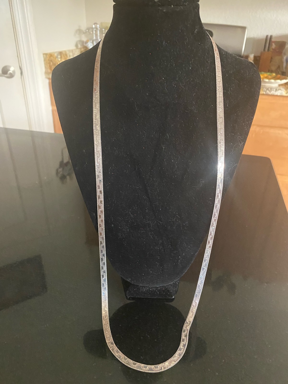 Milnor Italy SS 925 Reversible Patterned Herringbone Necklace 36” x 58″