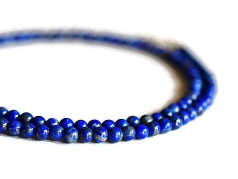 A++ Natural Lapis Lazuli Smooth Round 4-6MM Gemstone Beads Handmade Necklace 18″