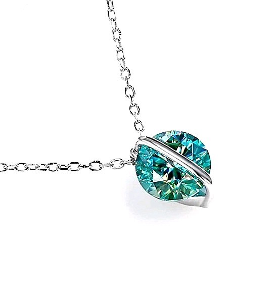 8 Ct Certified Treated Blue Diamond Solitaire Pendant In 925 Silver,Great Shine