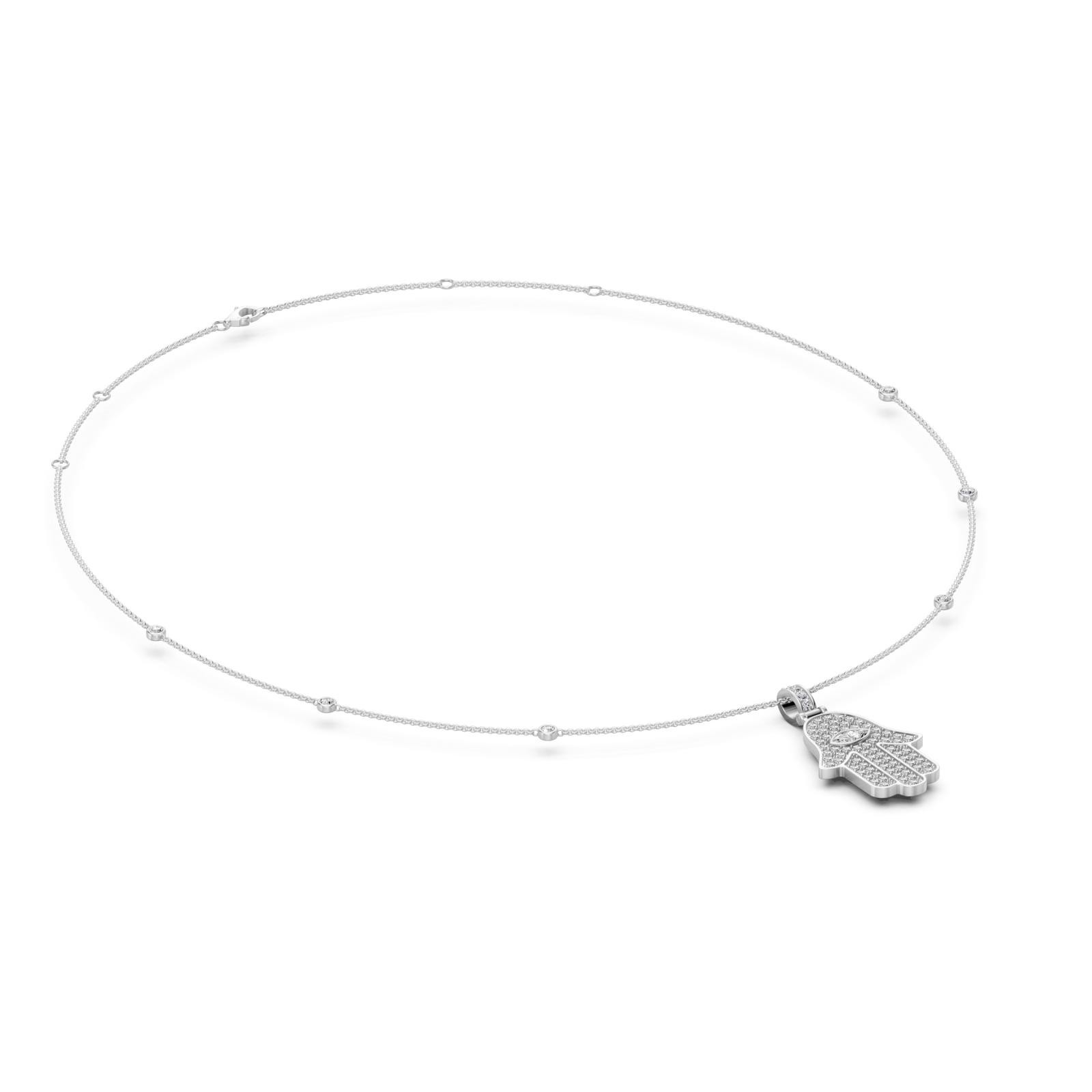 1.1 Ct Round Marquise Cut Diamond Pendant Necklace VS1 D-F White Gold 14k
