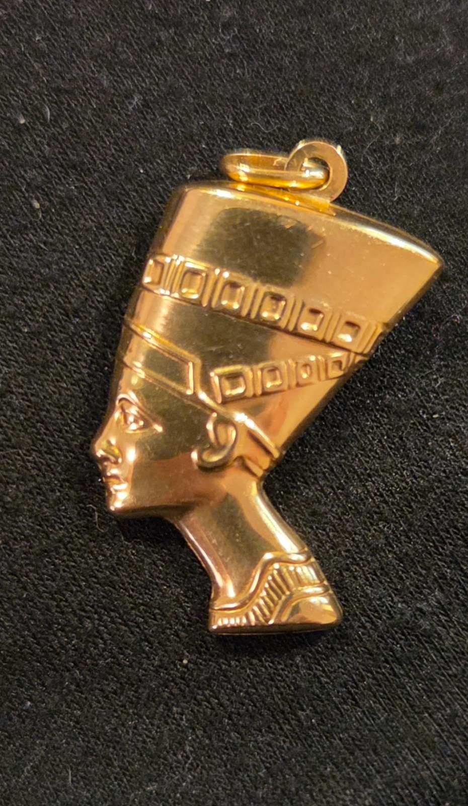 Milor 18k Yellow Gold Egyptian Nefertiti Charm 1-1/2″ with original receipt