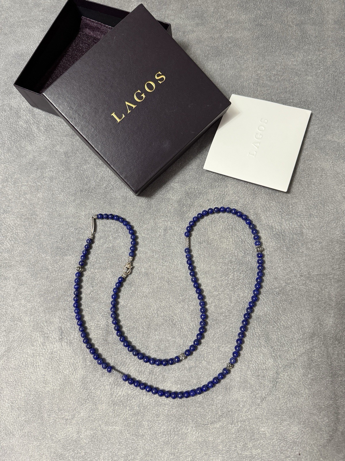 LAGOS Silver 925 Caviar Icon Lapis Lazuli Beaded Necklace