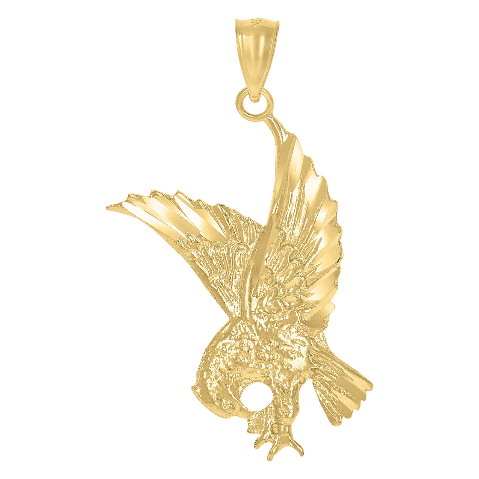 10kt Yellow Gold Diamond-Cut Unisex Eagle Animal Charm Pendant