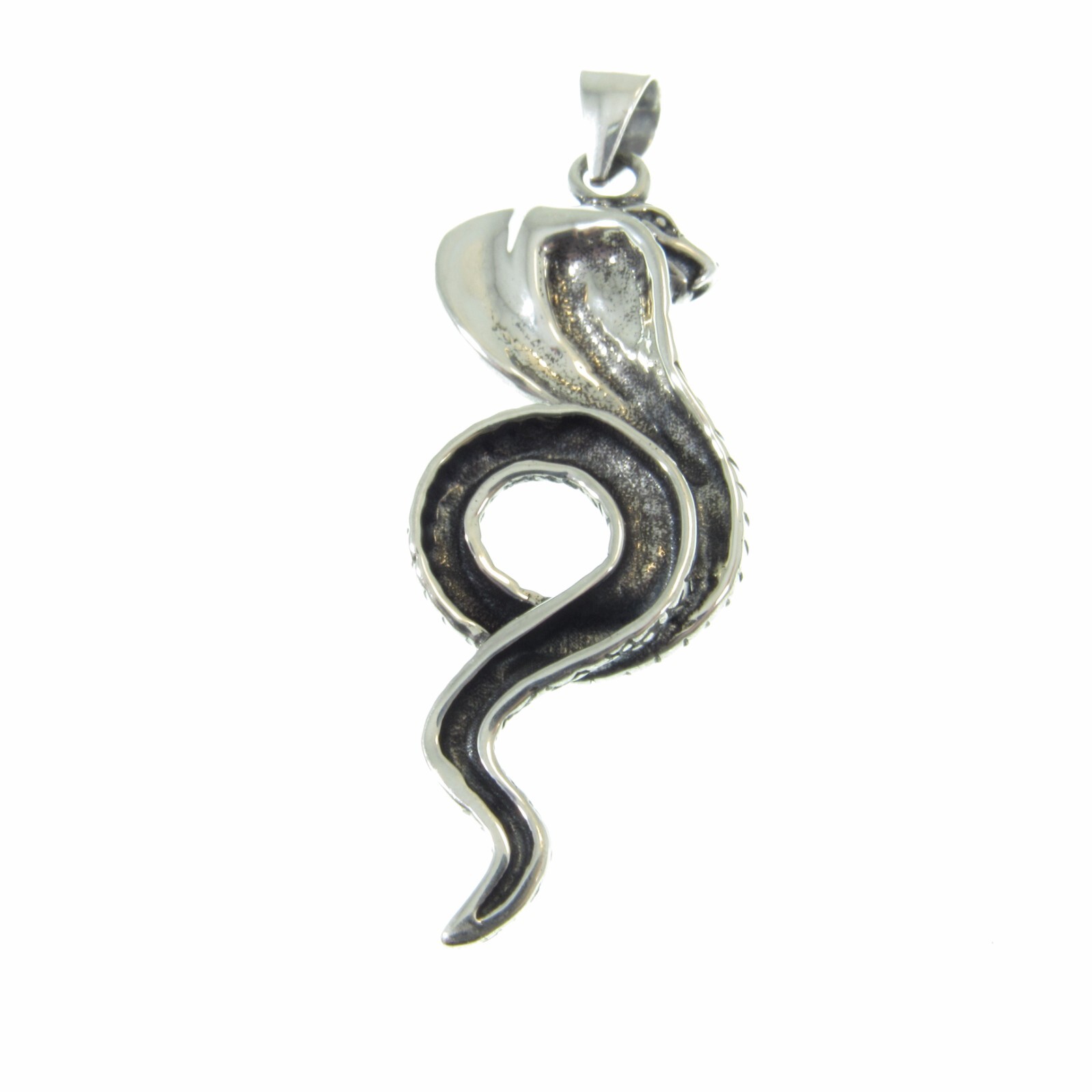 Solid 925 Sterling Silver Cobra Pendant, Mystical Serpent Protection Talisman