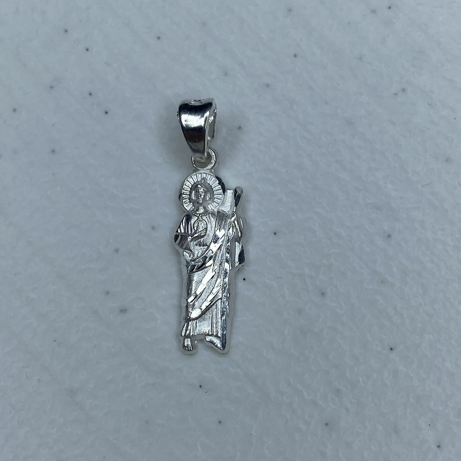999 Mexican Solid Silver Saint Jude Pendant 1” Religious Charm San Judas Medal
