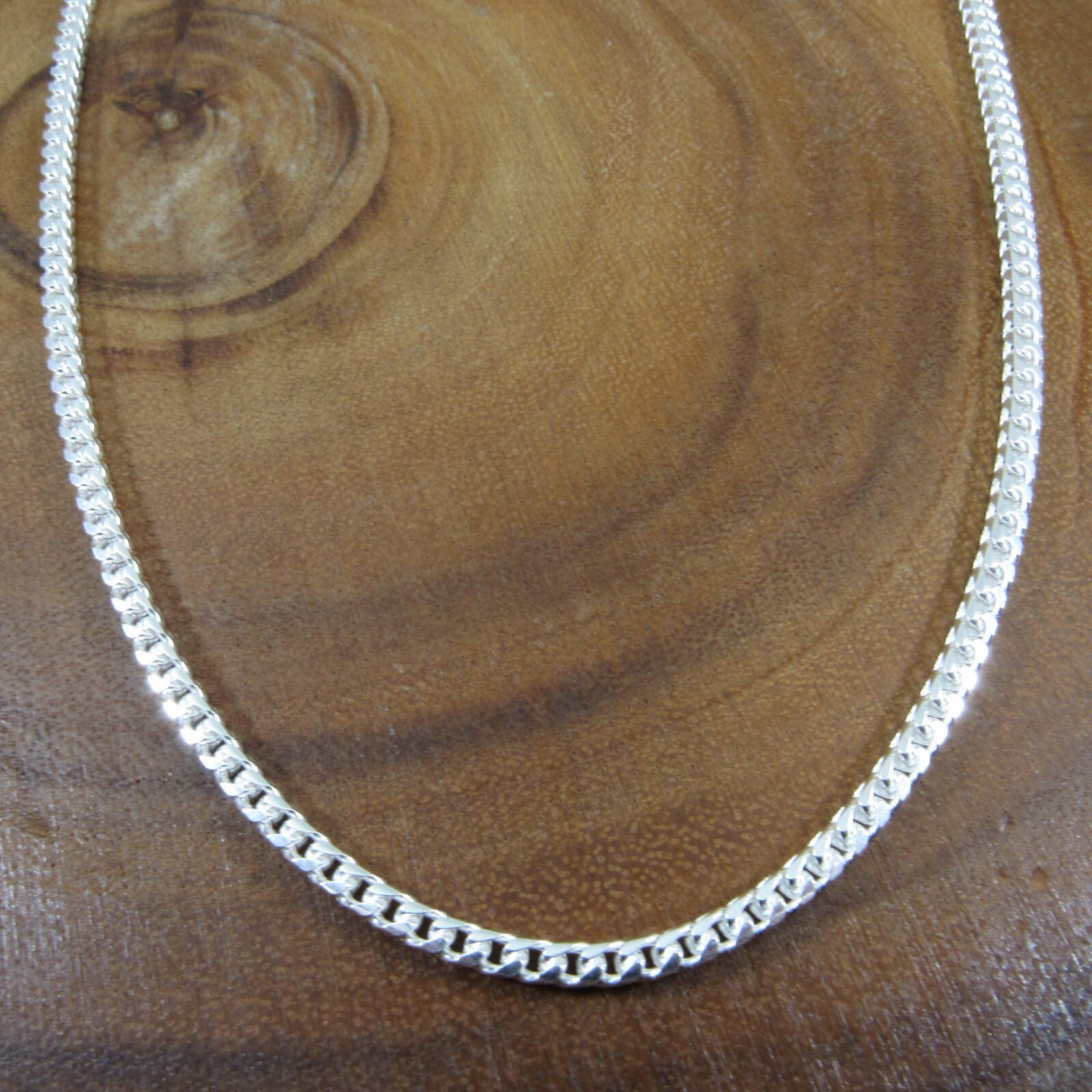 3MM Solid 925 Sterling Silver Mens Oval Diamond Cut Italian Franco Link Chain