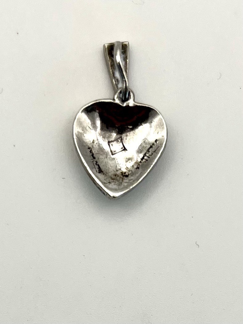 Sterling Silver 925 Heart-Shaped Pendant with Marcasite, German made