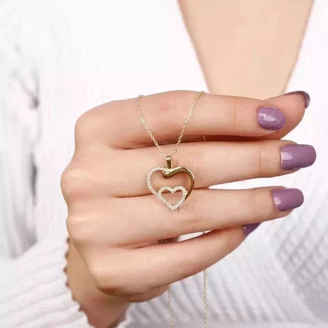 2 Ct Round Cut Lab Created Diamond Women’s Heart Pendant 14K Yellow Gold Plated