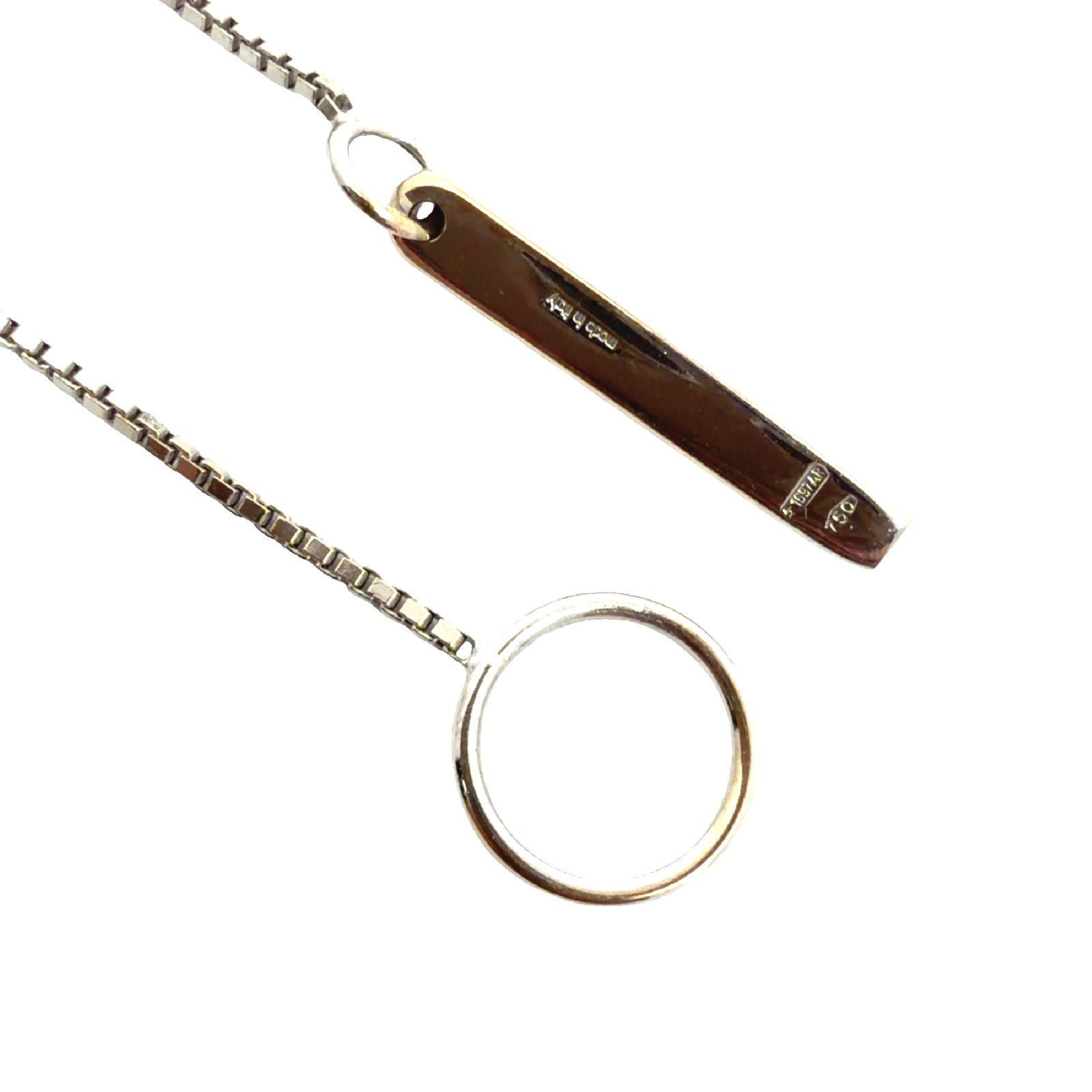 Gucci 18k White Gold Lariat Bar Pendant Box Chain Necklace 18″