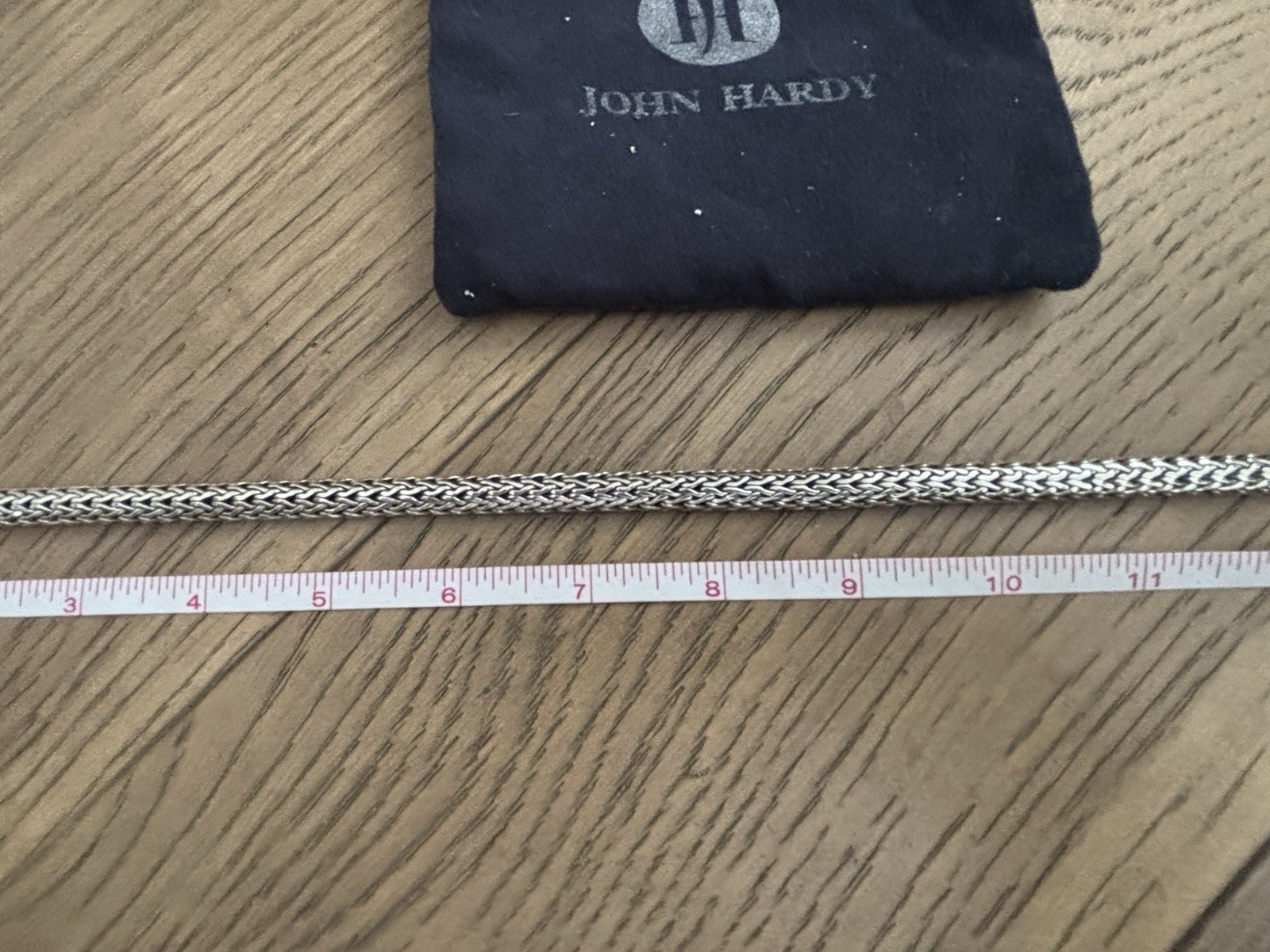 John Hardy Classic Chain Necklace Sterling Silver 925 17” Woven Bali w/Pouch