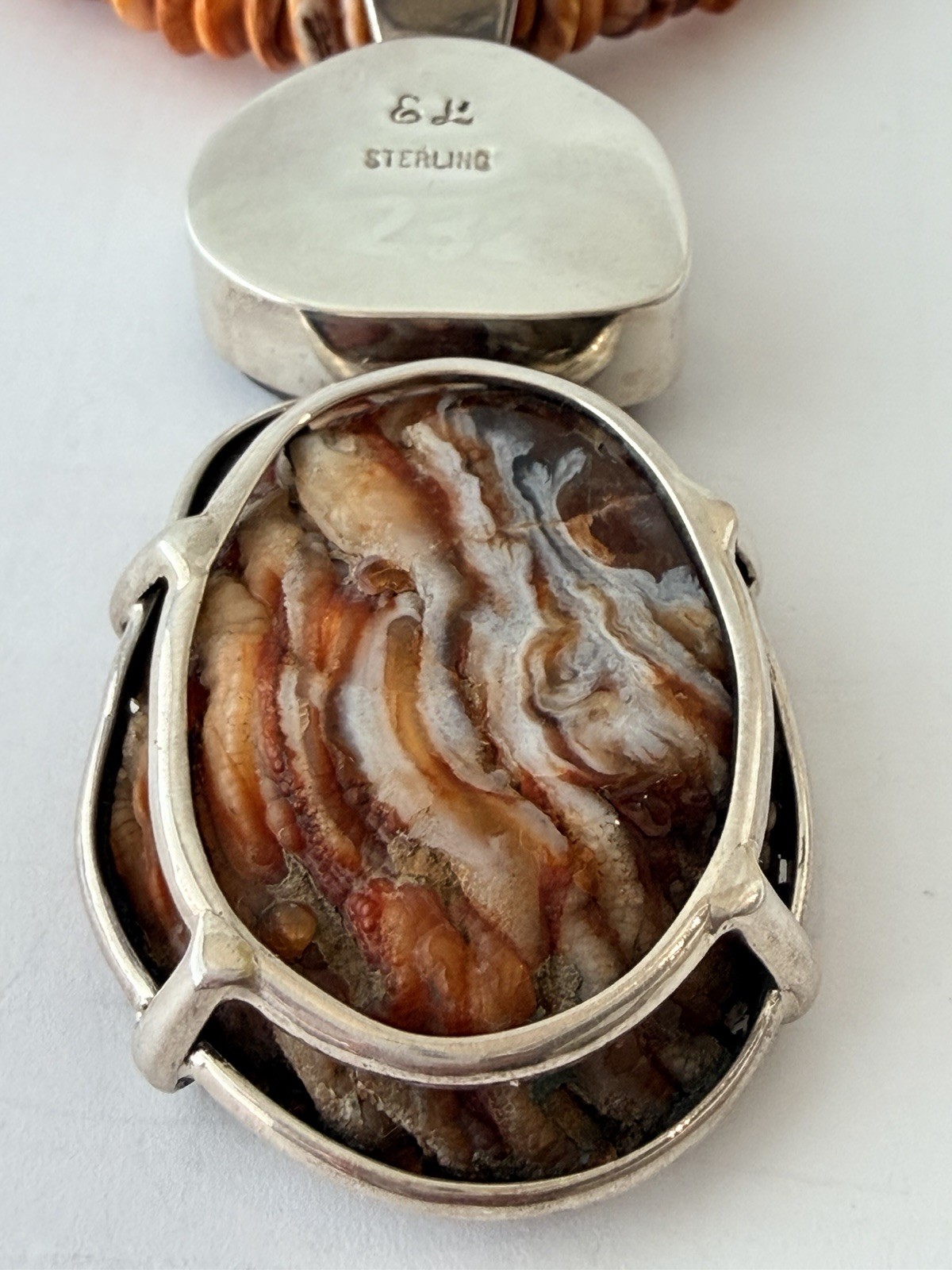 Ed Lohman Signed Pendant Multi expression Crazy Jasper 925 Spiny Oyster