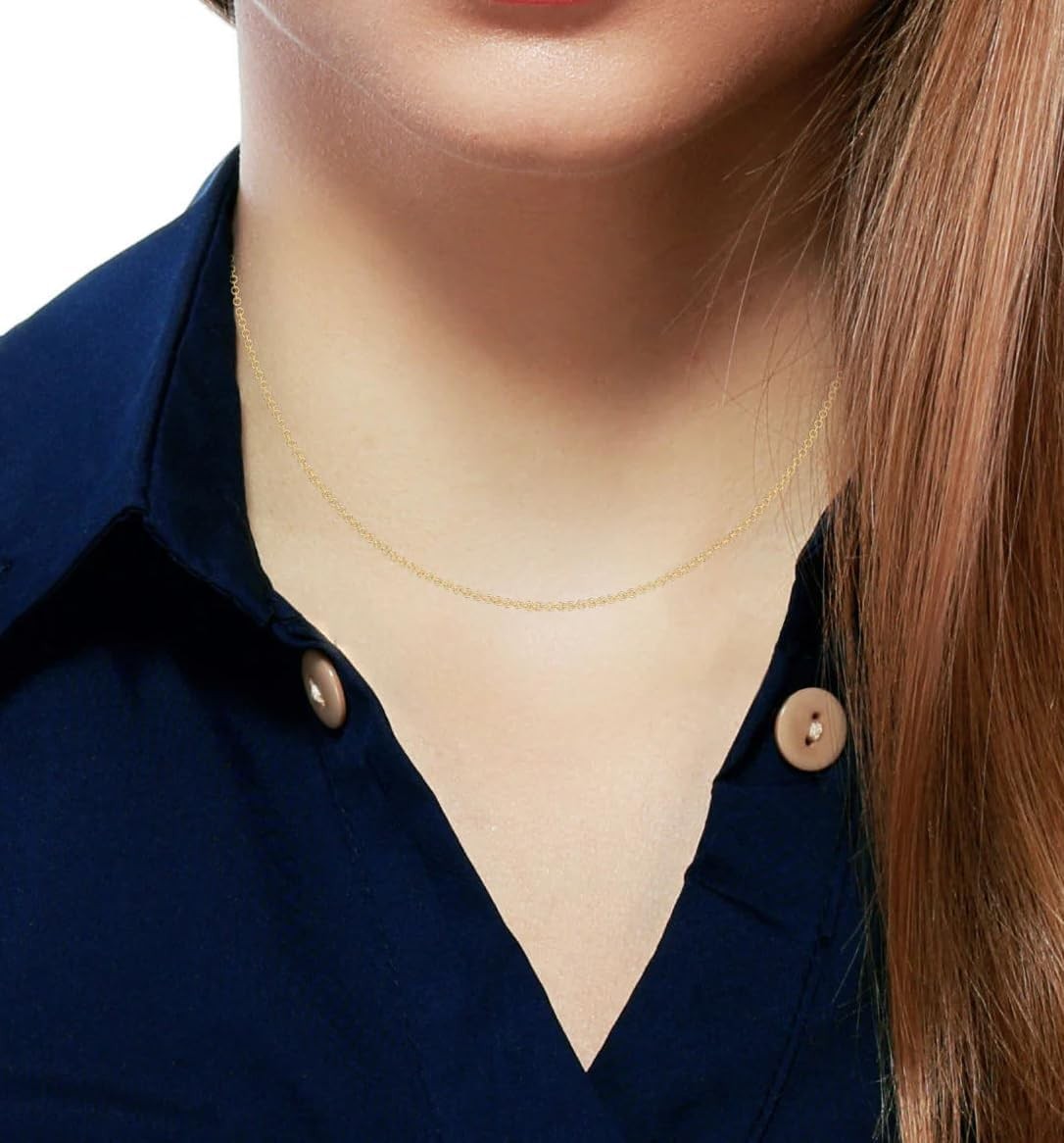 14k Gold Over 925 Sterling Silver Chain Necklace for Women , Layering Necklac…