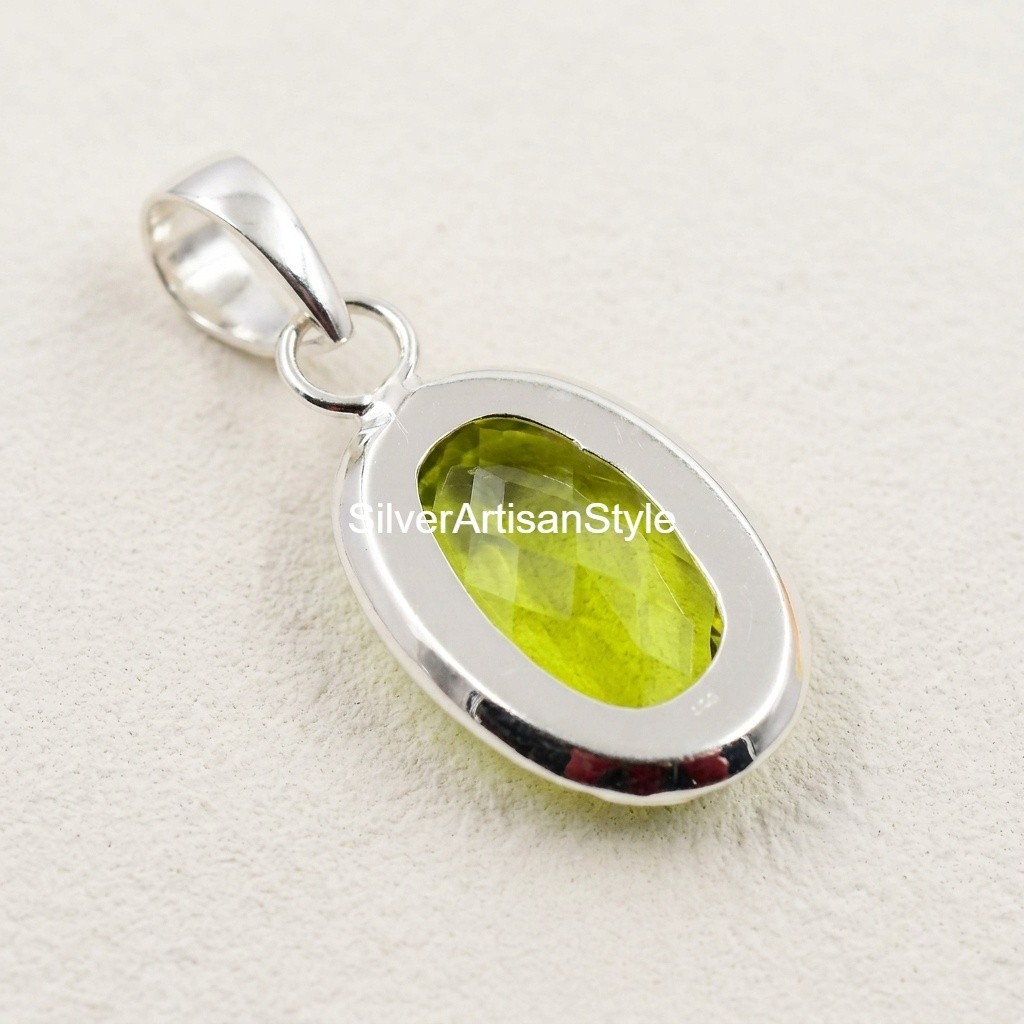 Peridot Gemstone Handmade 925 Sterling Silver Jewelry Pendant For Gifts Handmade