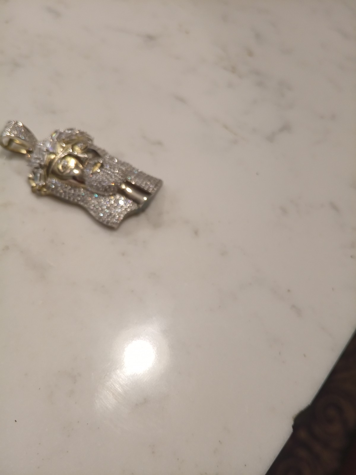 solid 925 silver jesus pendant ICY 2 ct cz banquette gold plated Harlem Bling
